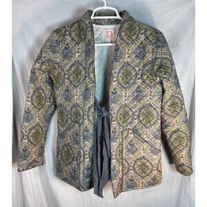 Victoria Dunn Size L Quilted Jacket Pattern Mandarin Collar‎ Pockets Cotton
